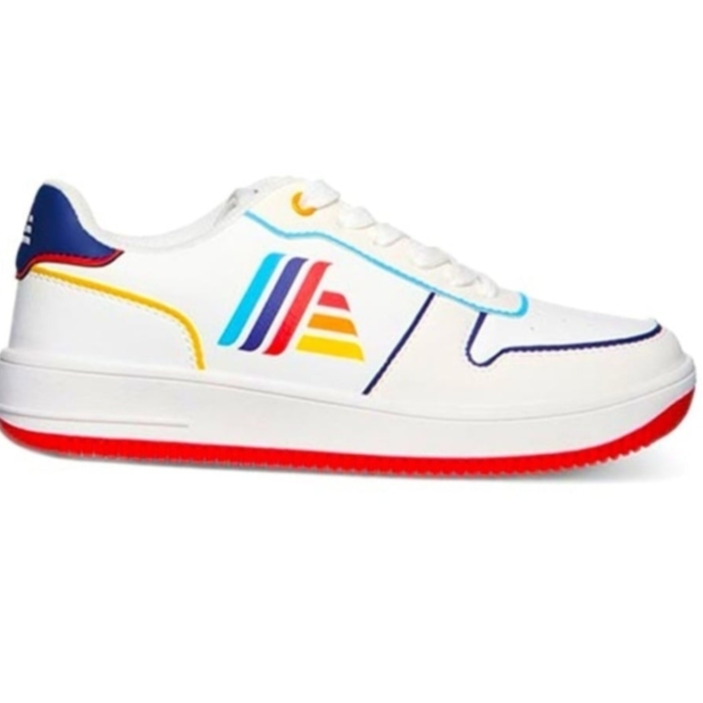 Colorful White Sneakers with Red Soles